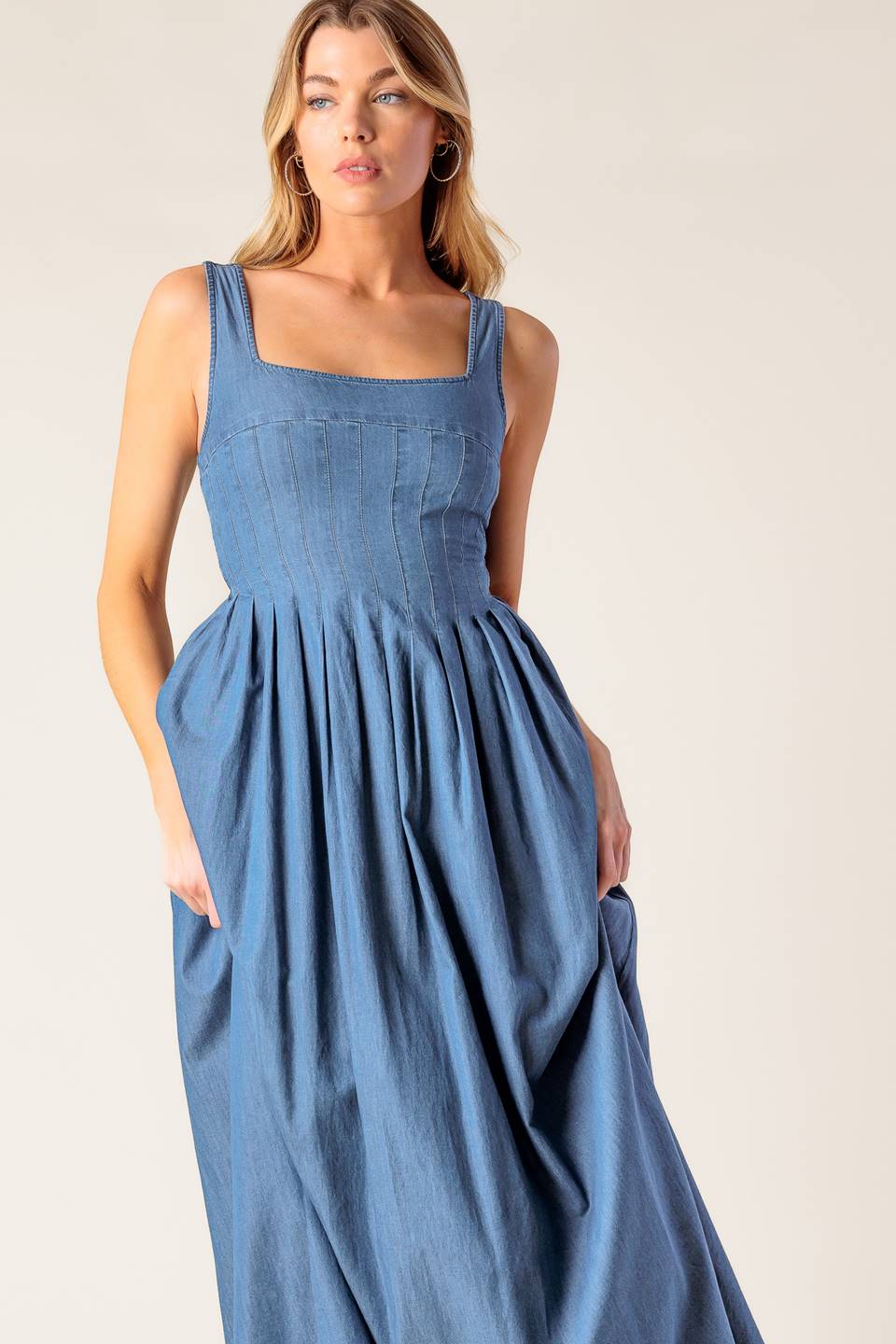 PASSIFLORA INDIGO DENIM MIDI DRESS Flying Tomato